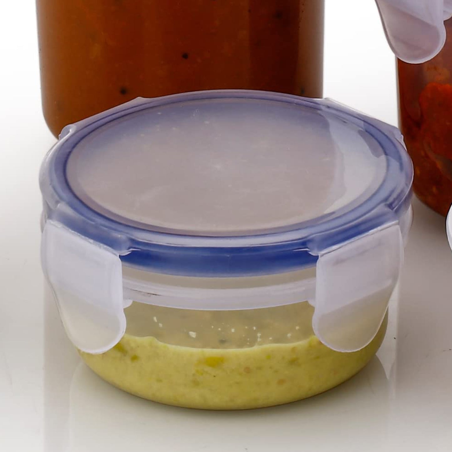 5830 Plastic Liquid Round Airtight Food Storage Container With Leak Proof Locking Lid Bpa Free Container For Kitchen 5 Pcs Set (Transparent ( Approx Capacity 110 Ml160 Ml210 Ml400 Ml500 Ml)
