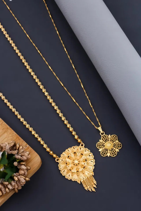 Mangalsutra Ki Mala Design With Moti Chen Ladi Lomg and short Combo Set [ BUY 1 GET 1 FREE ]