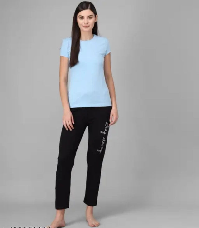 Cotton Blend Straight Fit Trouser for Women (Black, M)